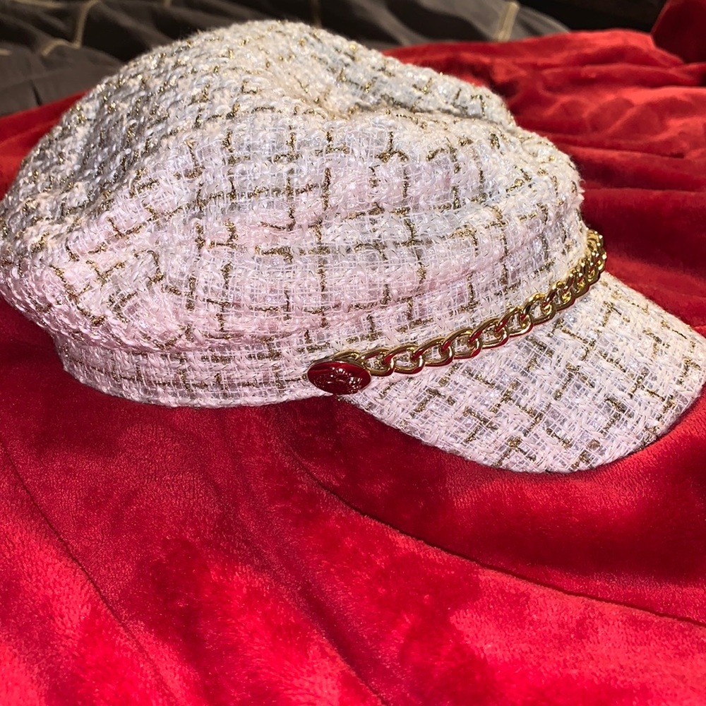 Cream and Gold Cabbie Hat